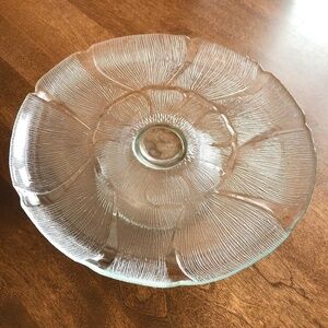 Arcoroc, France, FLEUR, Clear, Glass, Cake Stand, Vintage, 12.5" Nice Condition